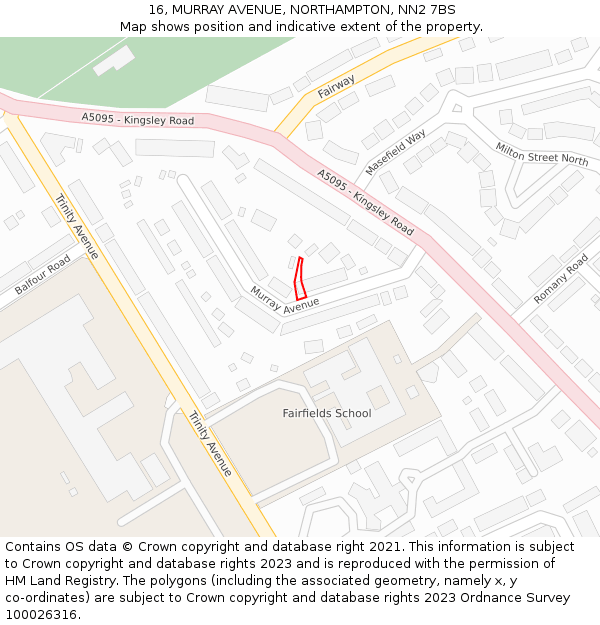 16, MURRAY AVENUE, NORTHAMPTON, NN2 7BS: Location map and indicative extent of plot