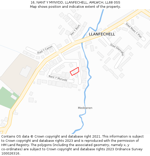 16, NANT Y MYNYDD, LLANFECHELL, AMLWCH, LL68 0SS: Location map and indicative extent of plot