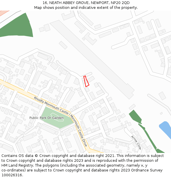 16, NEATH ABBEY GROVE, NEWPORT, NP20 2QD: Location map and indicative extent of plot