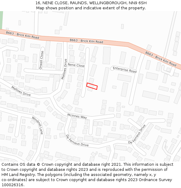16, NENE CLOSE, RAUNDS, WELLINGBOROUGH, NN9 6SH: Location map and indicative extent of plot
