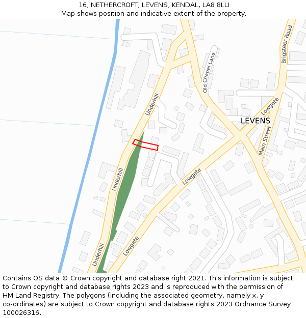 16, NETHERCROFT, LEVENS, KENDAL, LA8 8LU: Location map and indicative extent of plot