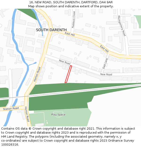 16, NEW ROAD, SOUTH DARENTH, DARTFORD, DA4 9AR: Location map and indicative extent of plot