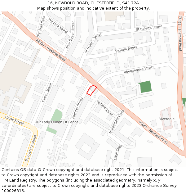 16, NEWBOLD ROAD, CHESTERFIELD, S41 7PA: Location map and indicative extent of plot