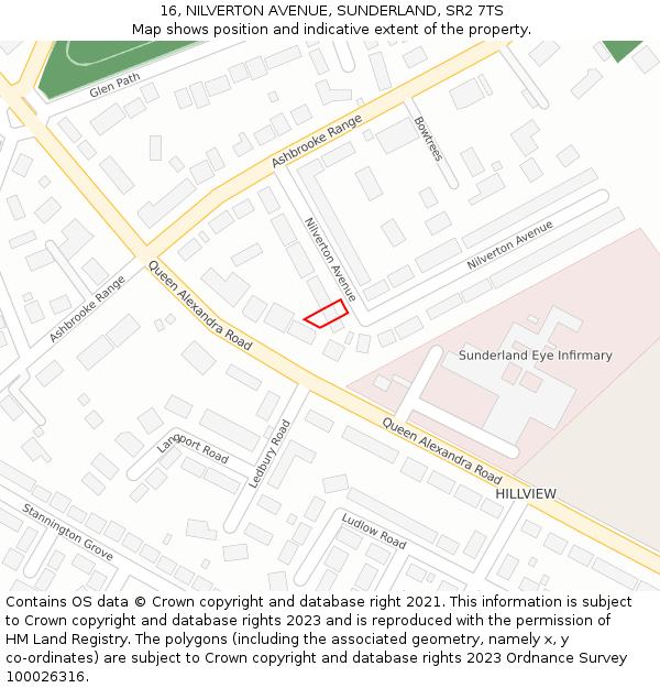 16, NILVERTON AVENUE, SUNDERLAND, SR2 7TS: Location map and indicative extent of plot