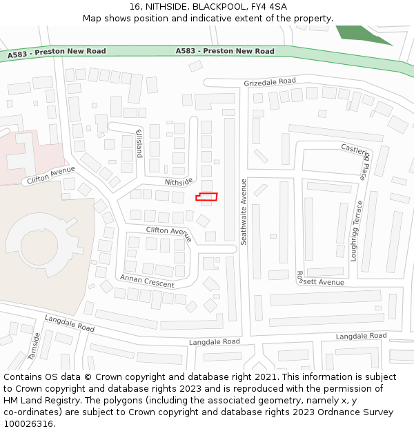 16, NITHSIDE, BLACKPOOL, FY4 4SA: Location map and indicative extent of plot