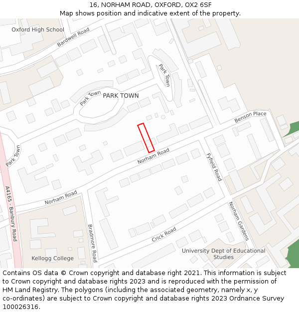 16, NORHAM ROAD, OXFORD, OX2 6SF: Location map and indicative extent of plot