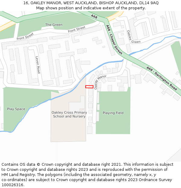 16, OAKLEY MANOR, WEST AUCKLAND, BISHOP AUCKLAND, DL14 9AQ: Location map and indicative extent of plot