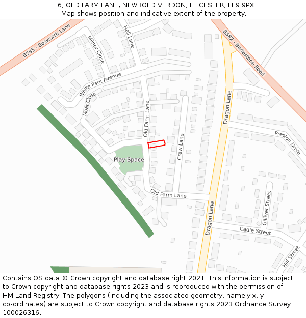 16, OLD FARM LANE, NEWBOLD VERDON, LEICESTER, LE9 9PX: Location map and indicative extent of plot