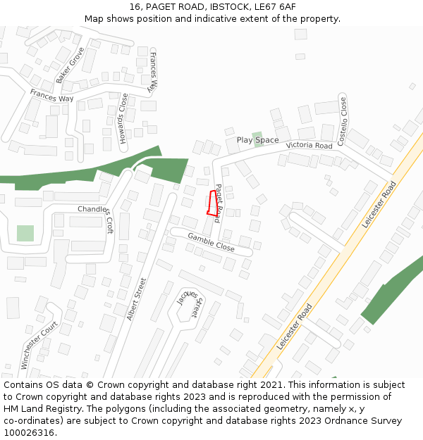 16, PAGET ROAD, IBSTOCK, LE67 6AF: Location map and indicative extent of plot