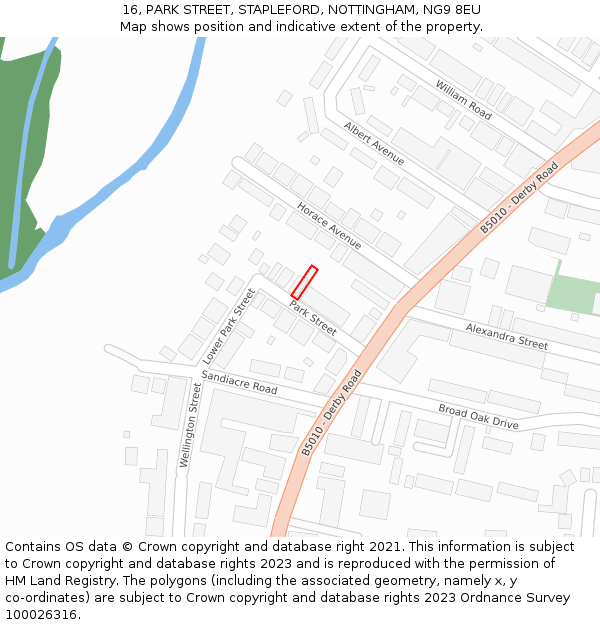 16, PARK STREET, STAPLEFORD, NOTTINGHAM, NG9 8EU: Location map and indicative extent of plot