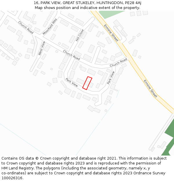 16, PARK VIEW, GREAT STUKELEY, HUNTINGDON, PE28 4AJ: Location map and indicative extent of plot