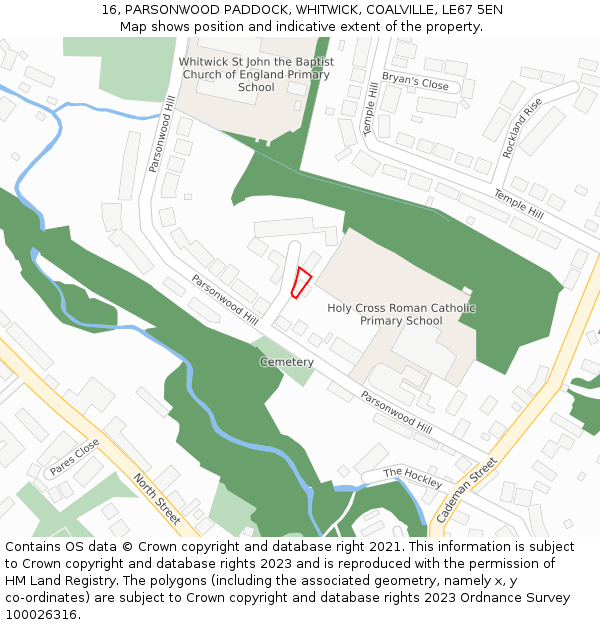 16, PARSONWOOD PADDOCK, WHITWICK, COALVILLE, LE67 5EN: Location map and indicative extent of plot