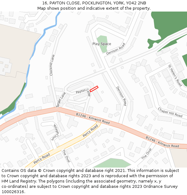 16, PAYTON CLOSE, POCKLINGTON, YORK, YO42 2NB: Location map and indicative extent of plot