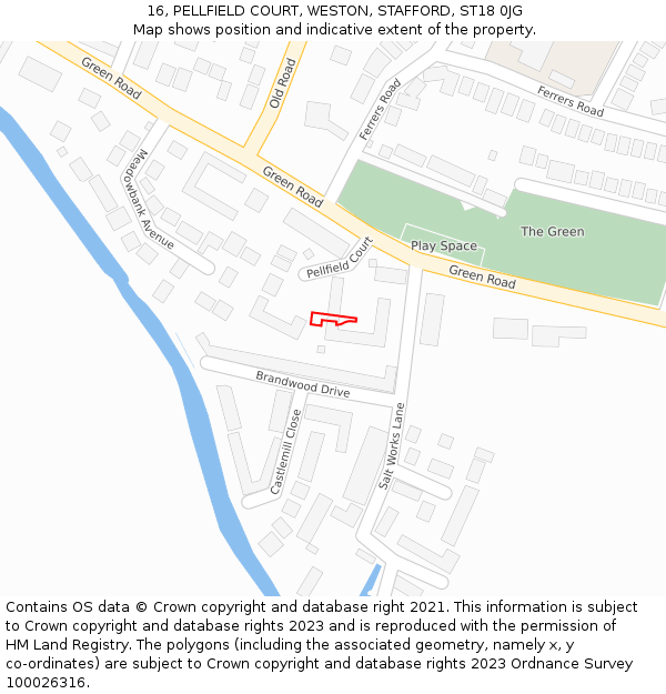 16, PELLFIELD COURT, WESTON, STAFFORD, ST18 0JG: Location map and indicative extent of plot