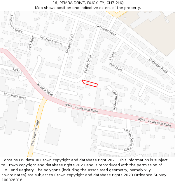 16, PEMBA DRIVE, BUCKLEY, CH7 2HQ: Location map and indicative extent of plot