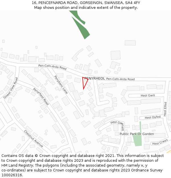 16, PENCEFNARDA ROAD, GORSEINON, SWANSEA, SA4 4FY: Location map and indicative extent of plot