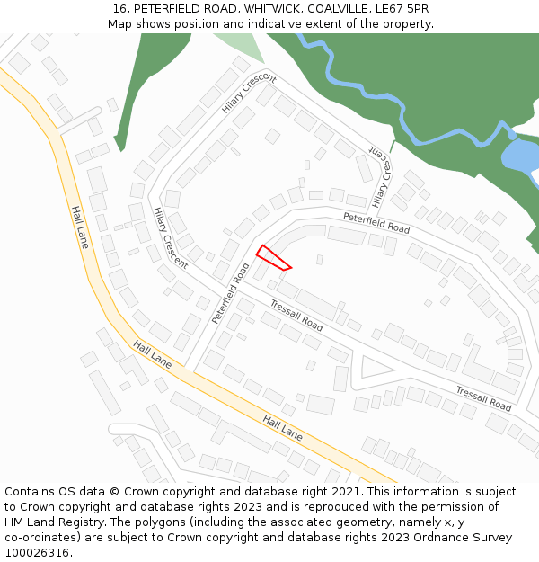 16, PETERFIELD ROAD, WHITWICK, COALVILLE, LE67 5PR: Location map and indicative extent of plot