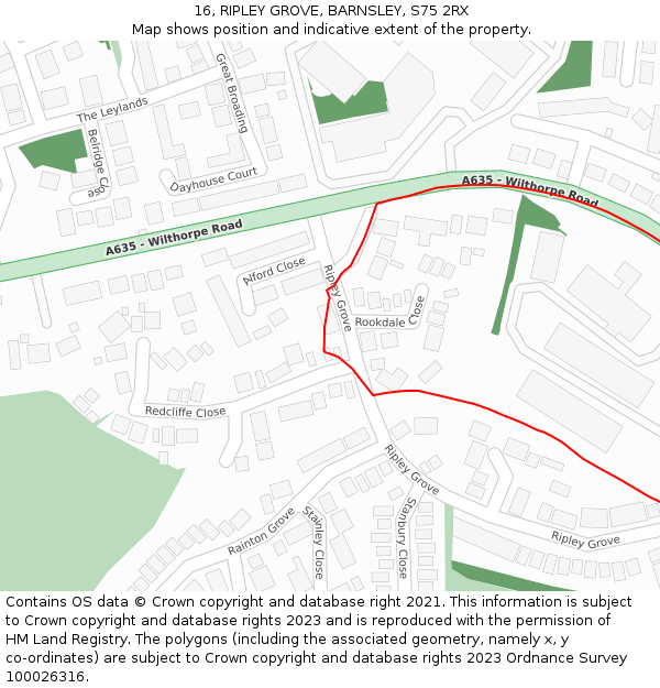 16, RIPLEY GROVE, BARNSLEY, S75 2RX: Location map and indicative extent of plot