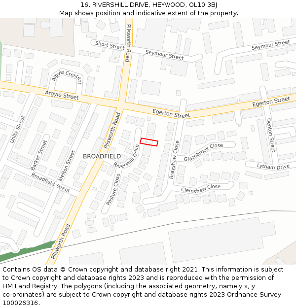 16, RIVERSHILL DRIVE, HEYWOOD, OL10 3BJ: Location map and indicative extent of plot