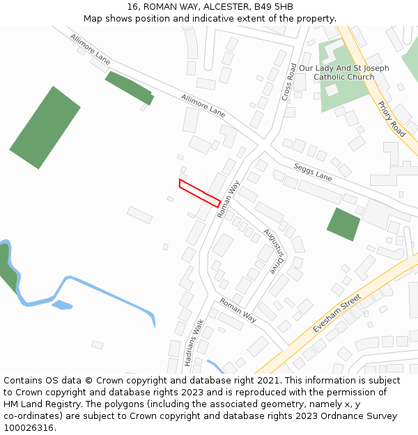16, ROMAN WAY, ALCESTER, B49 5HB: Location map and indicative extent of plot