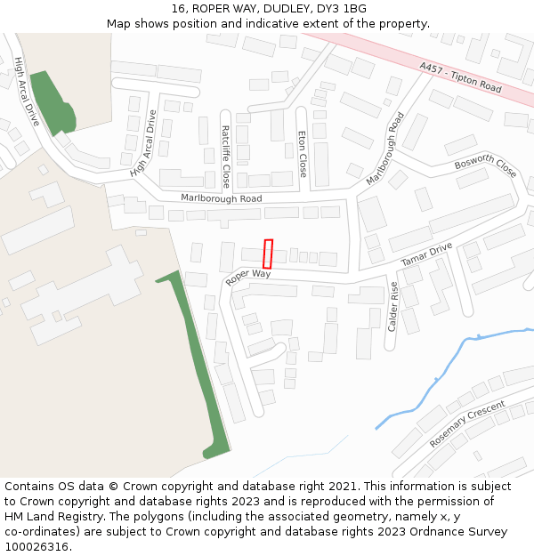 16, ROPER WAY, DUDLEY, DY3 1BG: Location map and indicative extent of plot