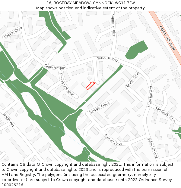 16, ROSEBAY MEADOW, CANNOCK, WS11 7FW: Location map and indicative extent of plot