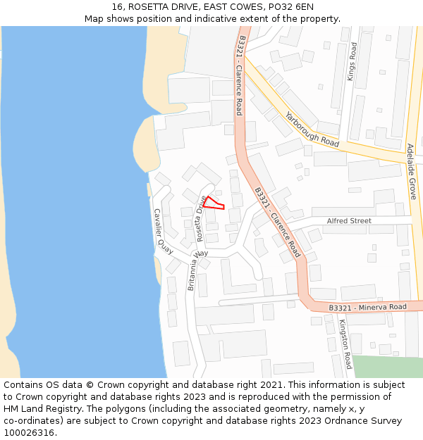 16, ROSETTA DRIVE, EAST COWES, PO32 6EN: Location map and indicative extent of plot