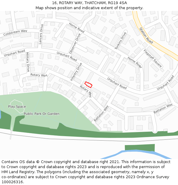 16, ROTARY WAY, THATCHAM, RG19 4SA: Location map and indicative extent of plot