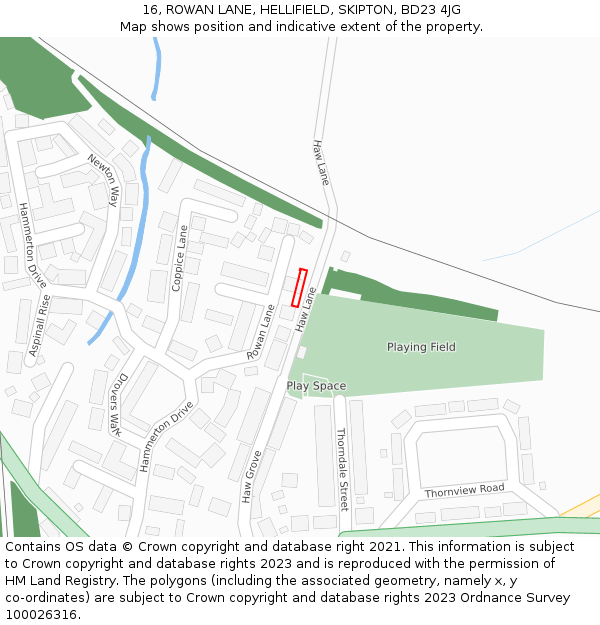 16, ROWAN LANE, HELLIFIELD, SKIPTON, BD23 4JG: Location map and indicative extent of plot