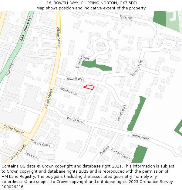 16, ROWELL WAY, CHIPPING NORTON, OX7 5BD: Location map and indicative extent of plot