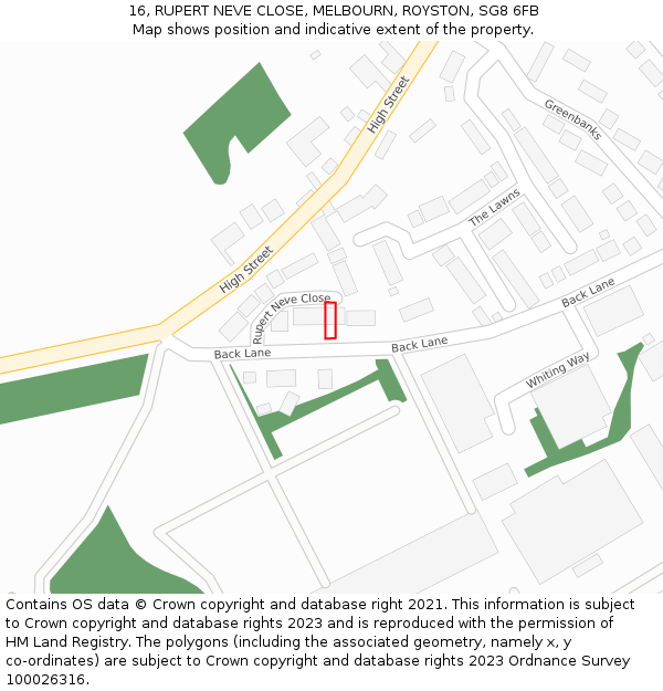 16, RUPERT NEVE CLOSE, MELBOURN, ROYSTON, SG8 6FB: Location map and indicative extent of plot