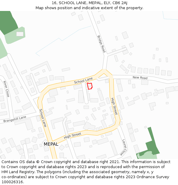 16, SCHOOL LANE, MEPAL, ELY, CB6 2AJ: Location map and indicative extent of plot