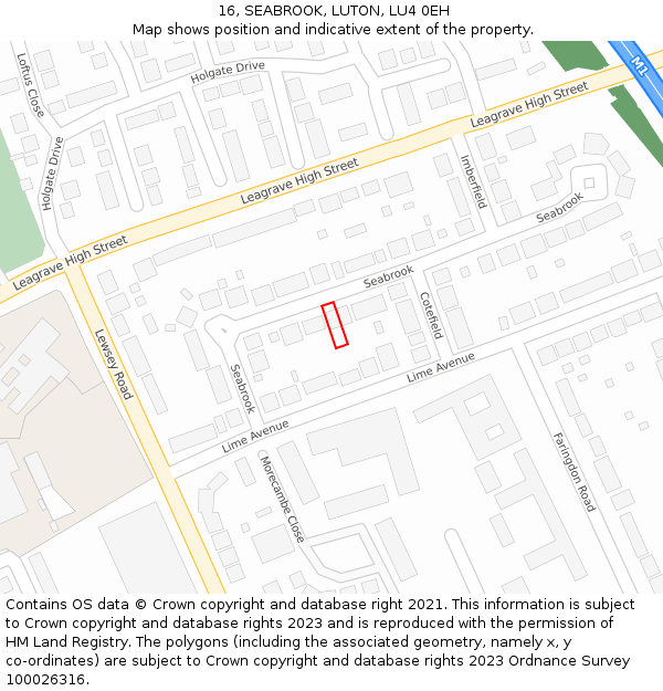 16, SEABROOK, LUTON, LU4 0EH: Location map and indicative extent of plot