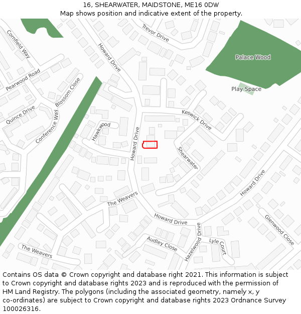 16, SHEARWATER, MAIDSTONE, ME16 0DW: Location map and indicative extent of plot