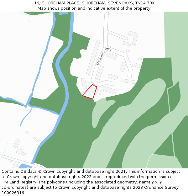 16, SHOREHAM PLACE, SHOREHAM, SEVENOAKS, TN14 7RX: Location map and indicative extent of plot