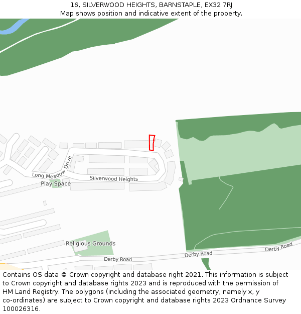 16, SILVERWOOD HEIGHTS, BARNSTAPLE, EX32 7RJ: Location map and indicative extent of plot