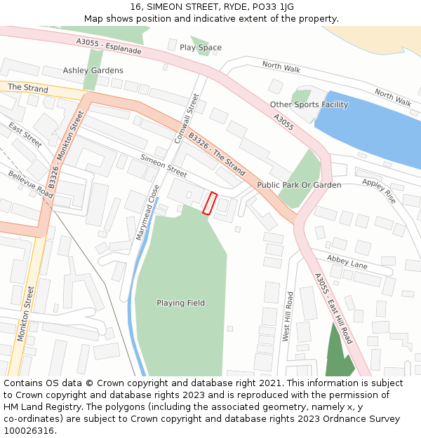 16, SIMEON STREET, RYDE, PO33 1JG: Location map and indicative extent of plot