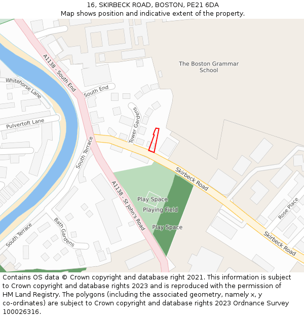 16, SKIRBECK ROAD, BOSTON, PE21 6DA: Location map and indicative extent of plot