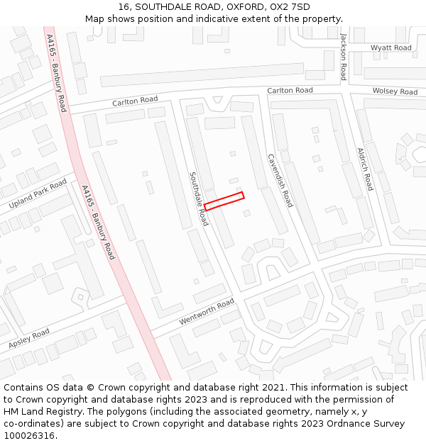 16, SOUTHDALE ROAD, OXFORD, OX2 7SD: Location map and indicative extent of plot