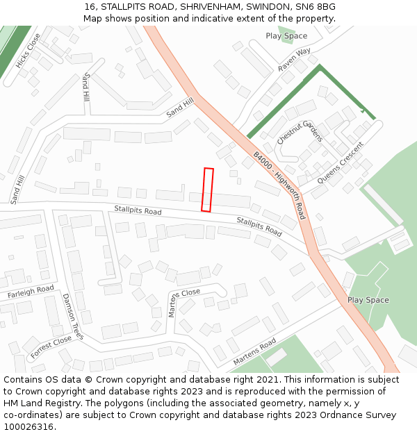 16, STALLPITS ROAD, SHRIVENHAM, SWINDON, SN6 8BG: Location map and indicative extent of plot