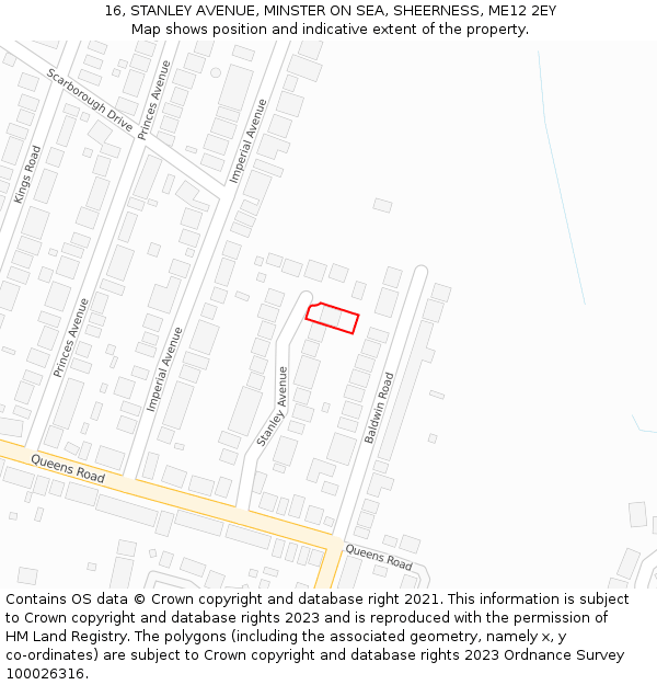 16, STANLEY AVENUE, MINSTER ON SEA, SHEERNESS, ME12 2EY: Location map and indicative extent of plot