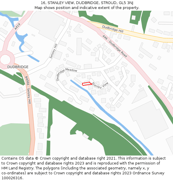 16, STANLEY VIEW, DUDBRIDGE, STROUD, GL5 3NJ: Location map and indicative extent of plot