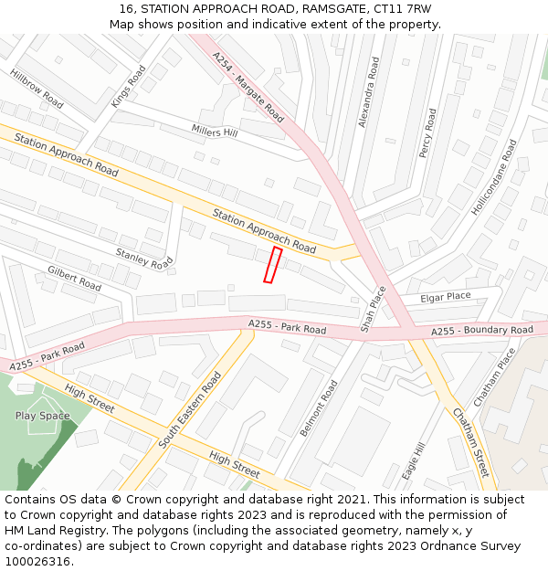 16, STATION APPROACH ROAD, RAMSGATE, CT11 7RW: Location map and indicative extent of plot