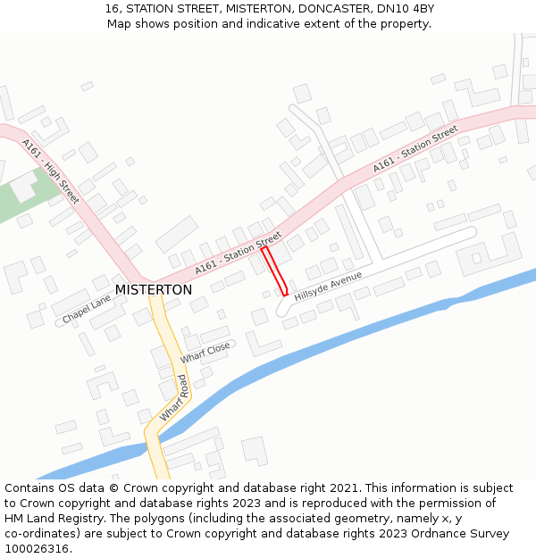 16, STATION STREET, MISTERTON, DONCASTER, DN10 4BY: Location map and indicative extent of plot
