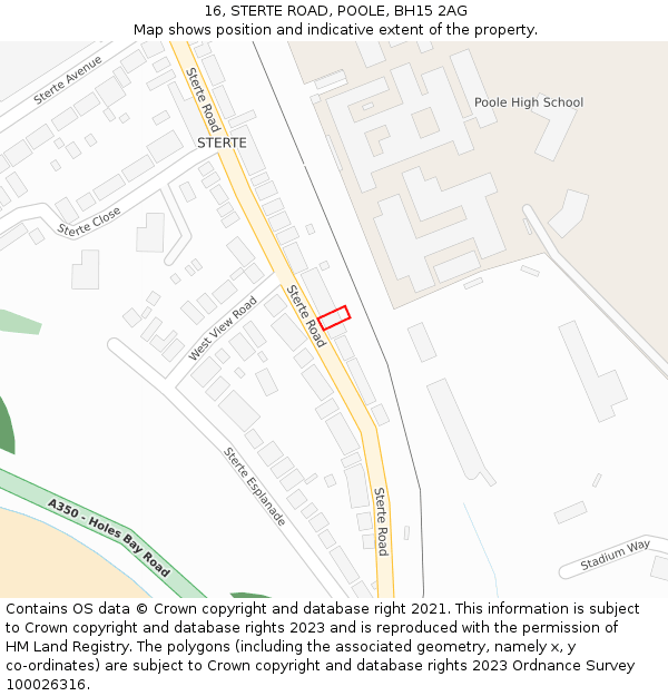 16, STERTE ROAD, POOLE, BH15 2AG: Location map and indicative extent of plot