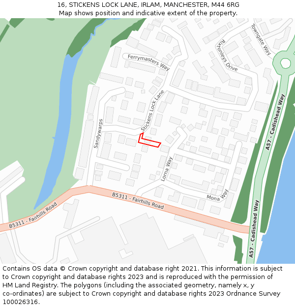 16, STICKENS LOCK LANE, IRLAM, MANCHESTER, M44 6RG: Location map and indicative extent of plot