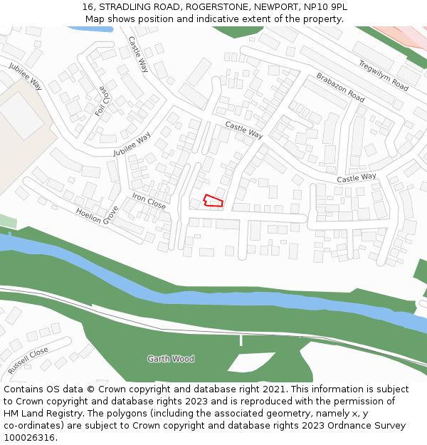 16, STRADLING ROAD, ROGERSTONE, NEWPORT, NP10 9PL: Location map and indicative extent of plot