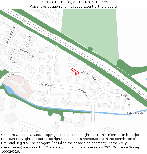 16, STRATFIELD WAY, KETTERING, NN15 6GS: Location map and indicative extent of plot