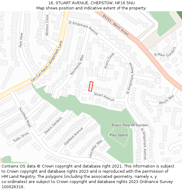 16, STUART AVENUE, CHEPSTOW, NP16 5NU: Location map and indicative extent of plot