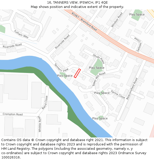 16, TANNERS VIEW, IPSWICH, IP1 4QE: Location map and indicative extent of plot